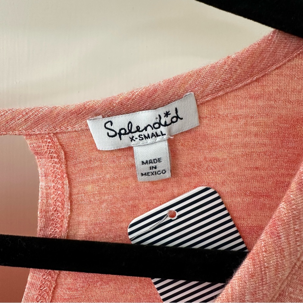 Splendid Women’s Coral Long Sleeve Top with Open Back Detail, Size XS - Picture 2 of 10